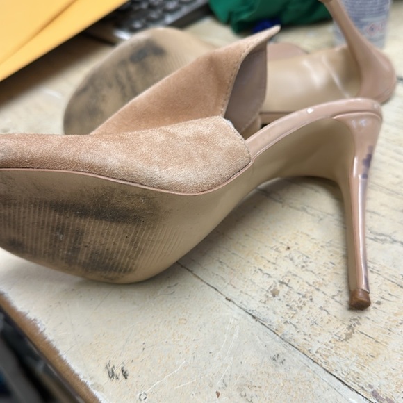 Steve Madden Sinful Nude Suede Leather Mules Heels Size 8.5 - Picture 6 of 7